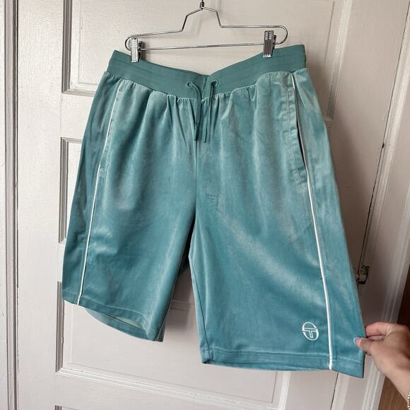 Sergio Tacchini Men's Shorts 2XL Velour Athletic Sovana Aquamarine NWT Tennis - Picture 11 of 14